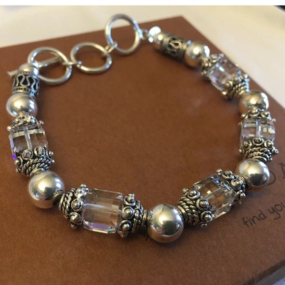 Silpada Sterling Silver Swarovski Crystal Bead Bracelet Toggle Clasp B1147 - Picture 9 of 15